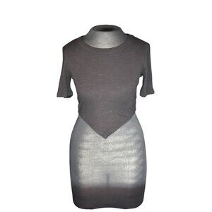 Womens Black Ribbed Crop Top With Asymmetric Hem By Hashtag Size M